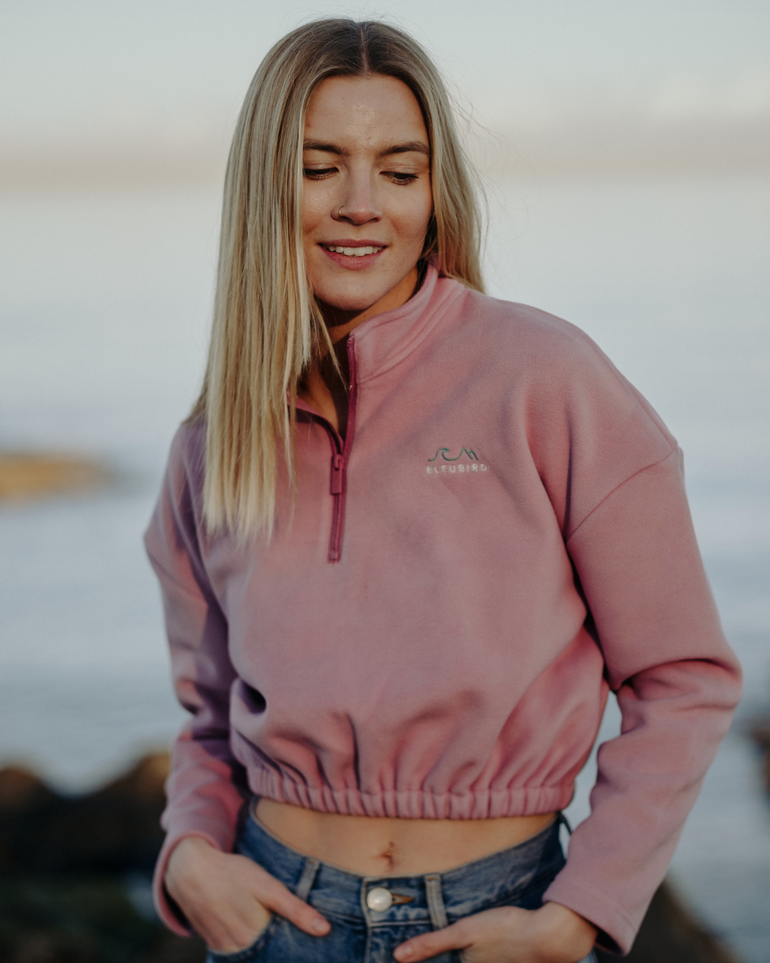 Recycled Cropped Fleece - Dusty Pink