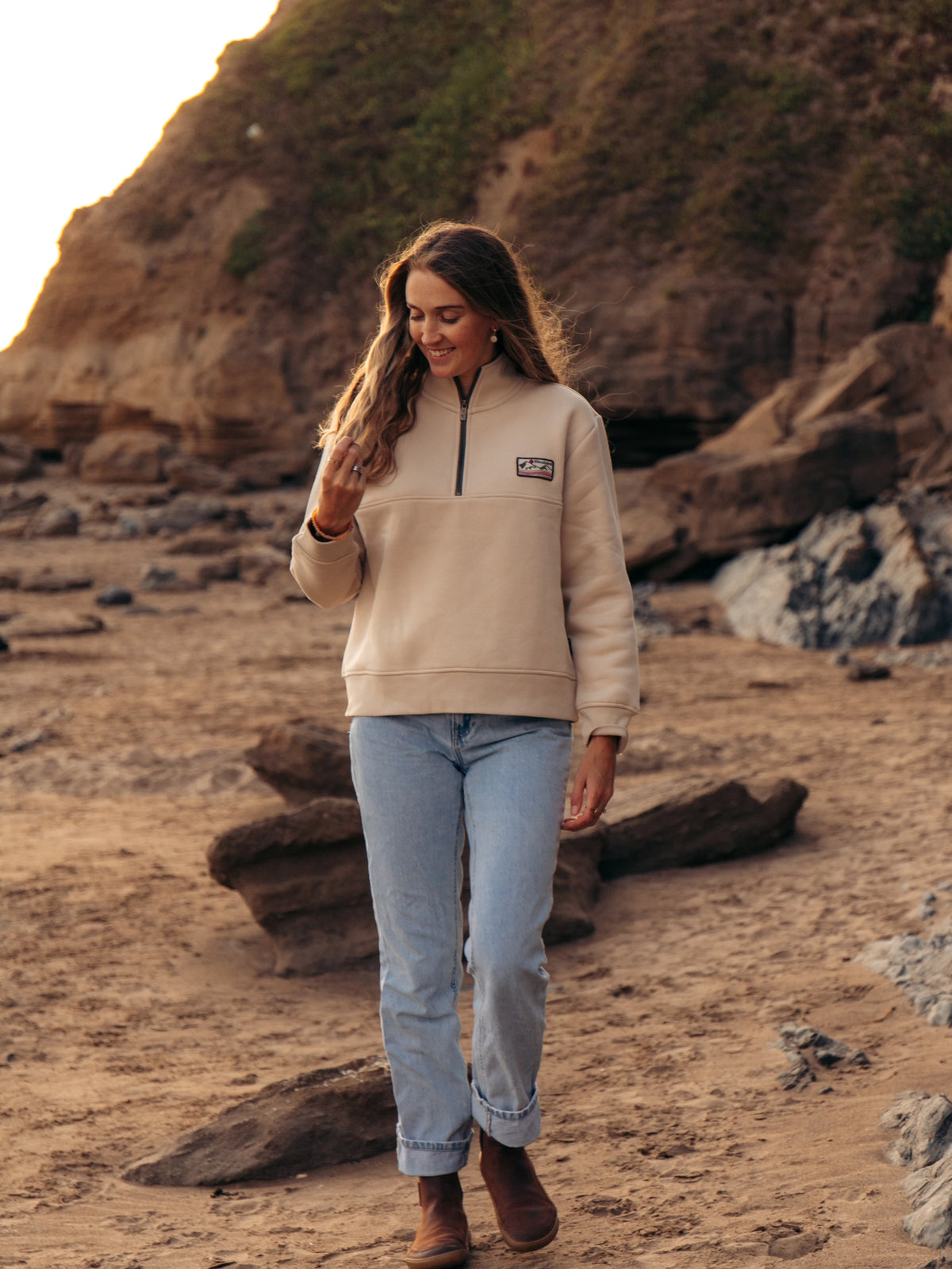 Womens Bracken Quarter Zip - Sand