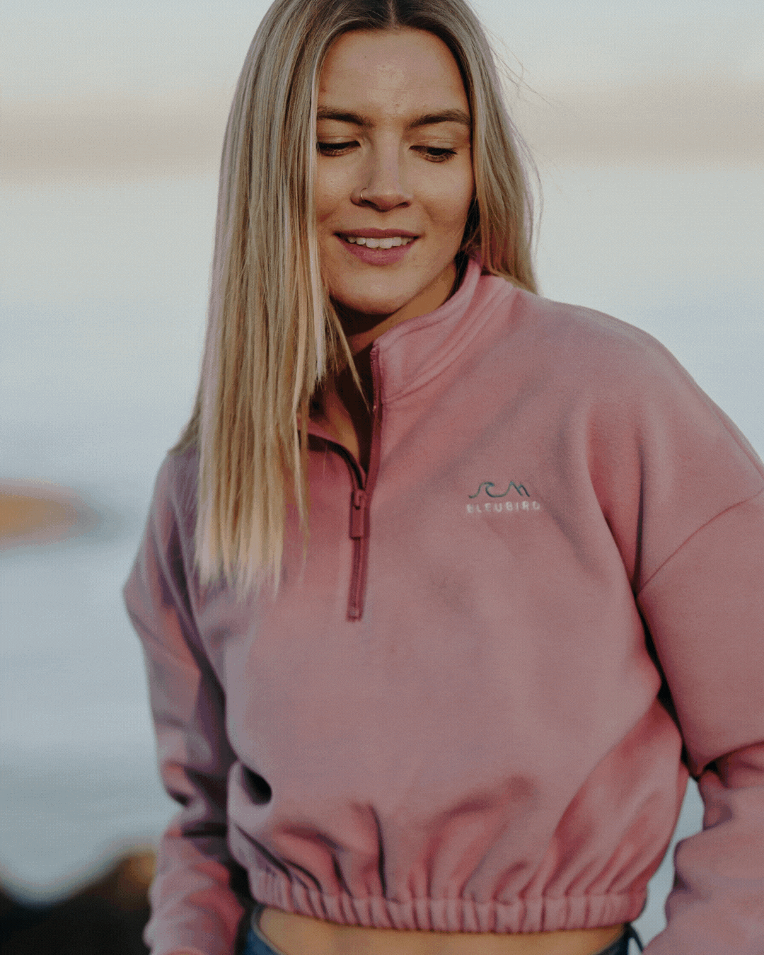 Recycled Cropped Fleece - Dusty Pink