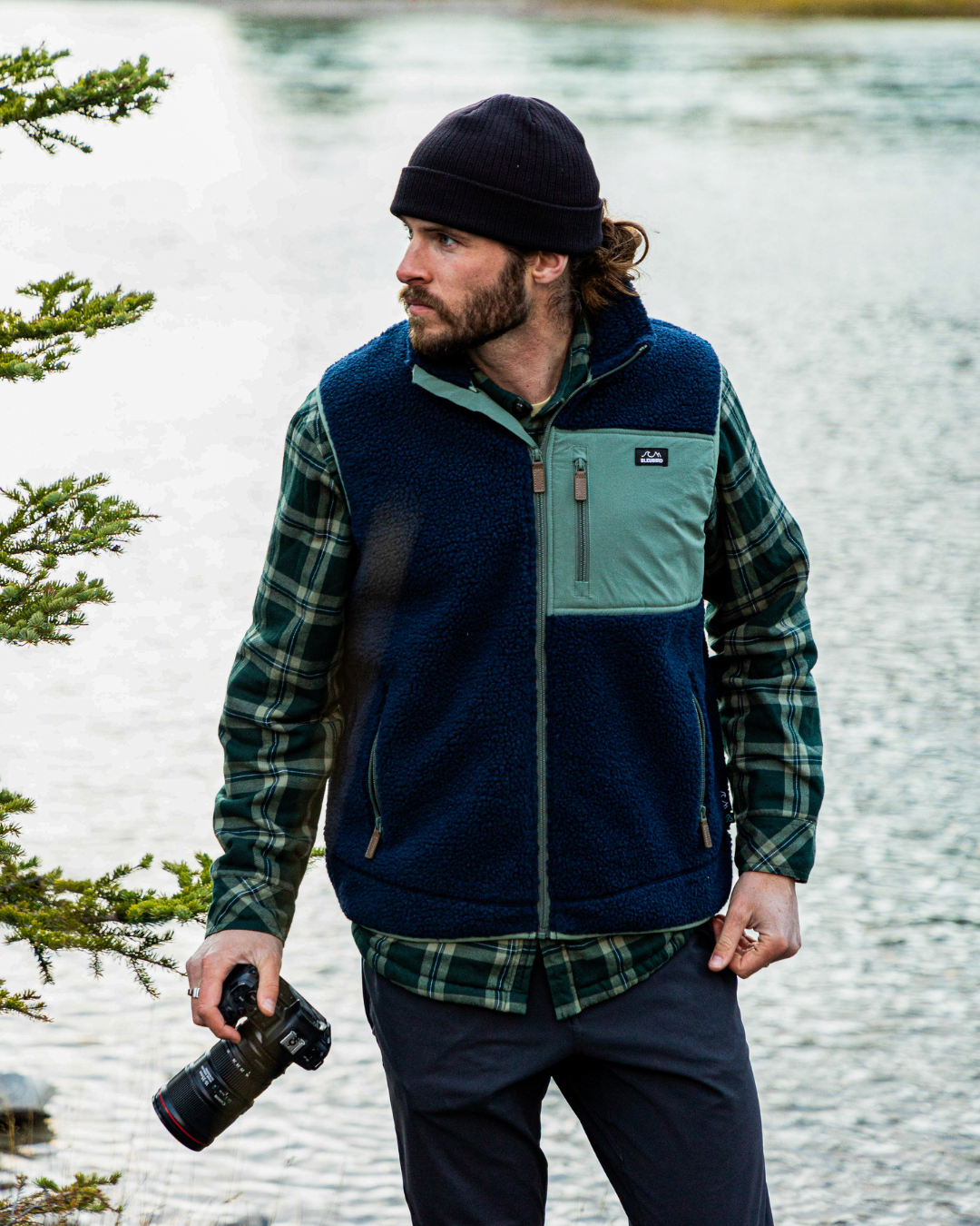 Sherpa Fleece Gilet Navy – Bleubird