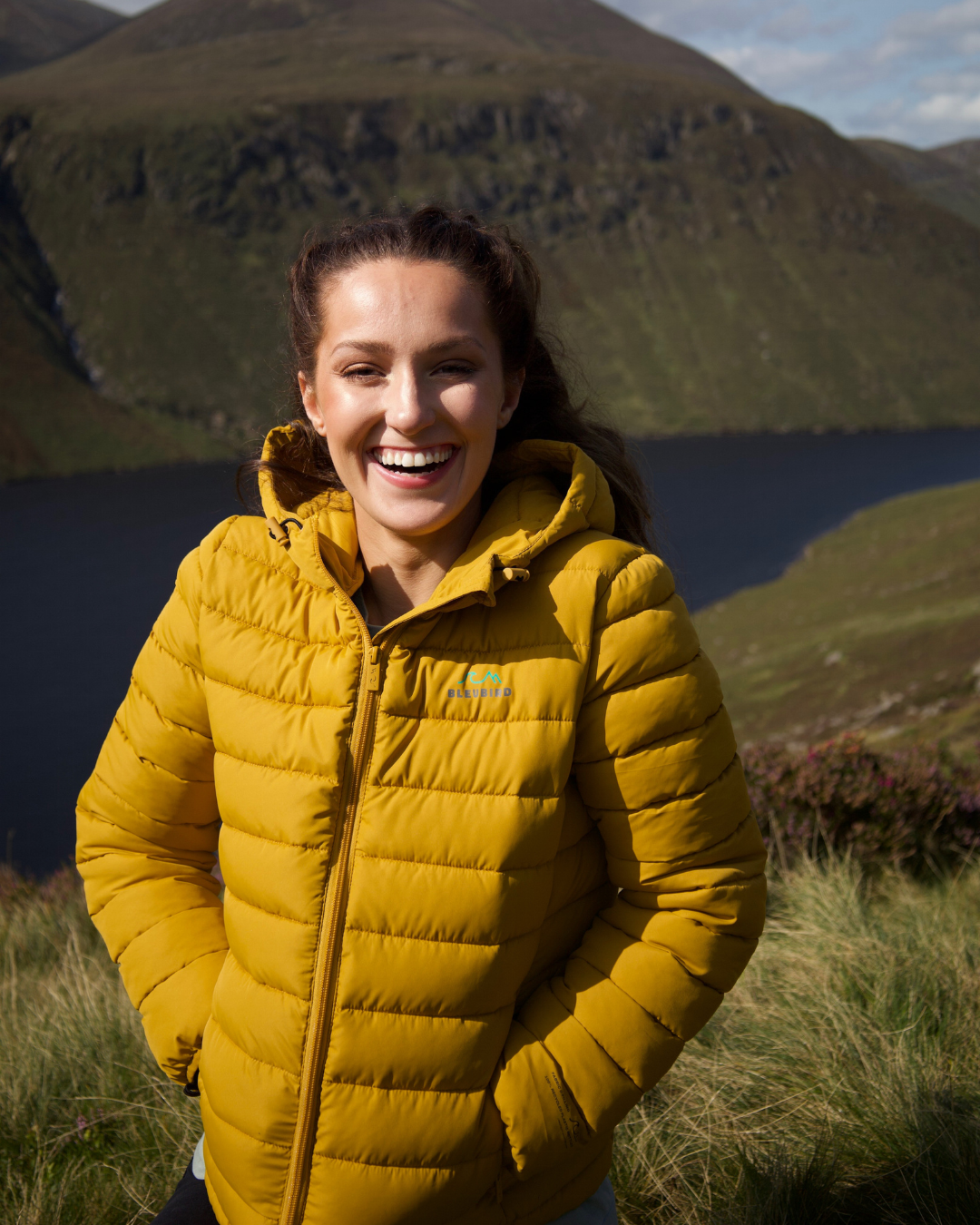 Ladies mustard puffer jacket sales