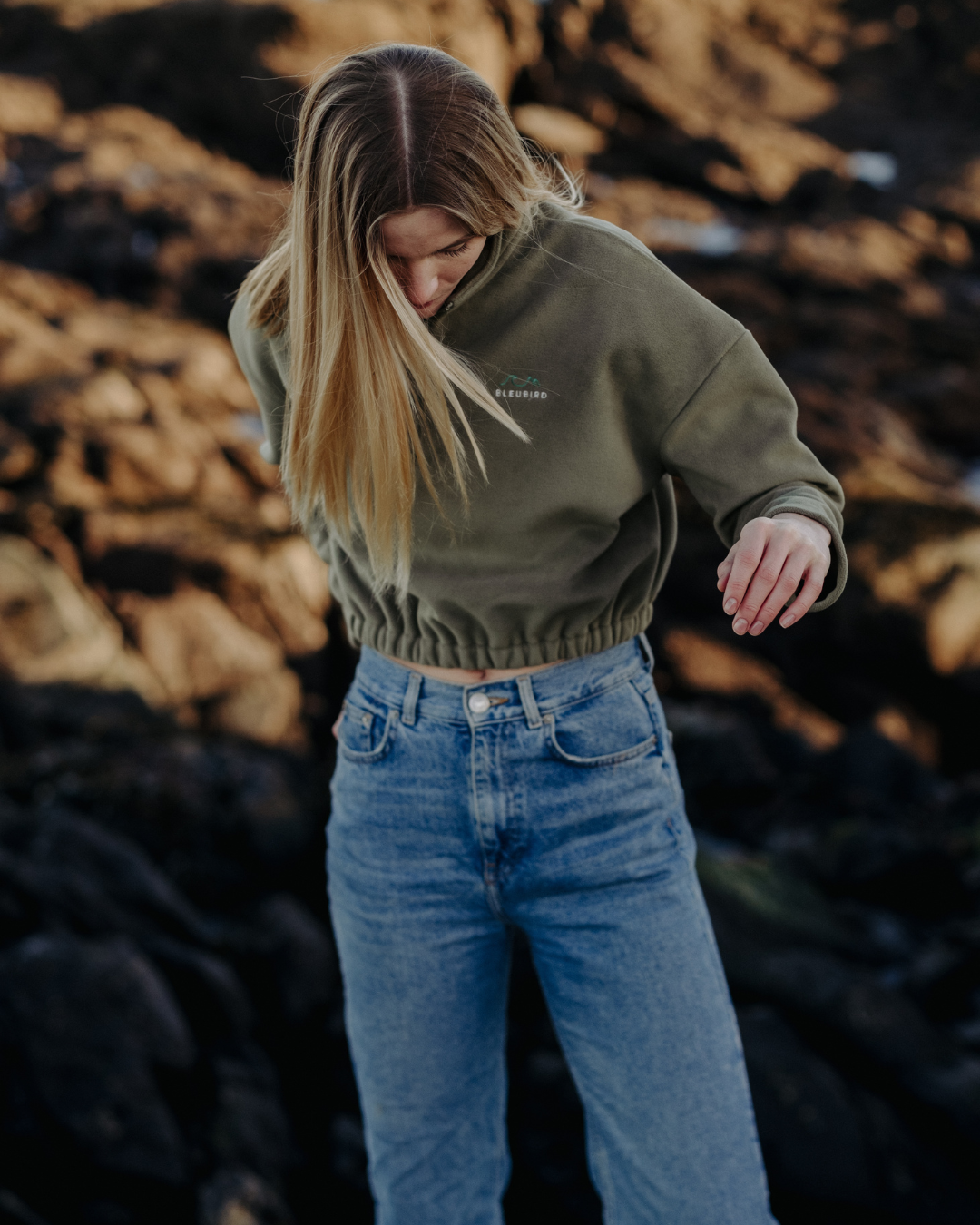 Recycled Cropped Fleece - Olive