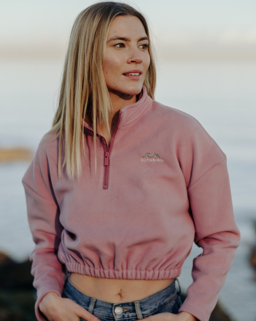 Recycled Cropped Fleece - Dusty Pink