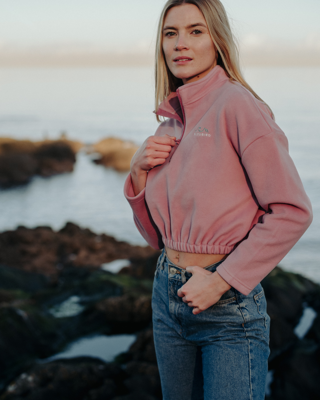 Recycled Cropped Fleece - Dusty Pink